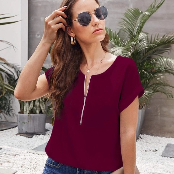 Private Label Tops - Half Zip Blouse